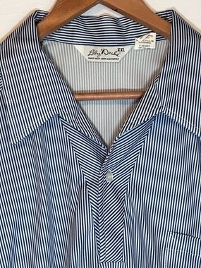 Vintage Lilly Daché Striped Polo | 70s Disco | Navy Pinstripe | Camp Collar